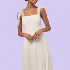Lulus White Chiffon Tie-Strap Maxi Dress – Size Small